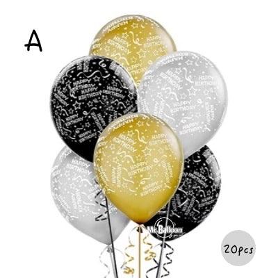 12吋黑金生日印刷氣球(2款） - MR.Balloon 氣球先生派對商城